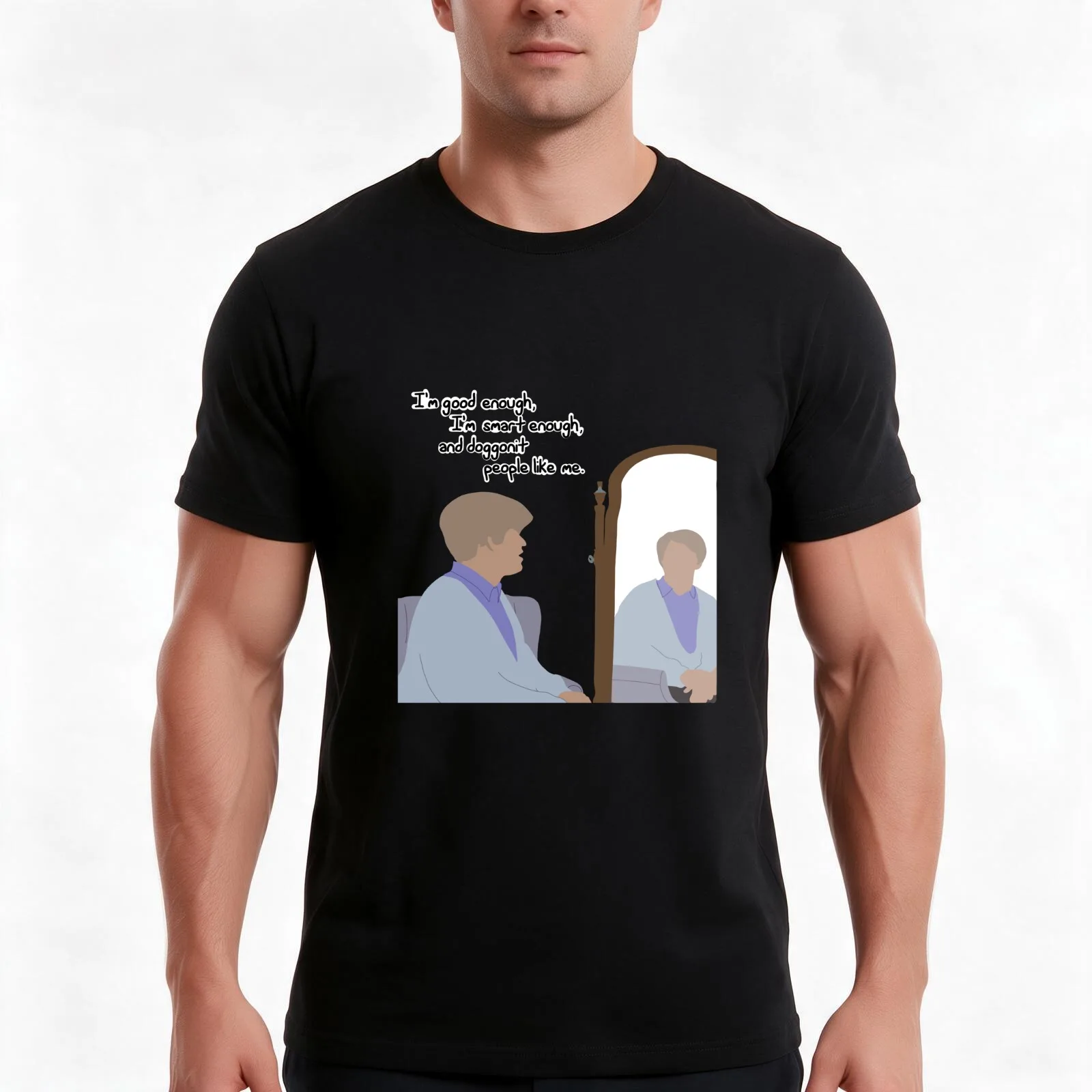 Daily Affirmation with Stuart Smalley T-Shirt, Summer Casual Cotton Tee, Oversized Streetwear Tops, Vintage Graphic Print