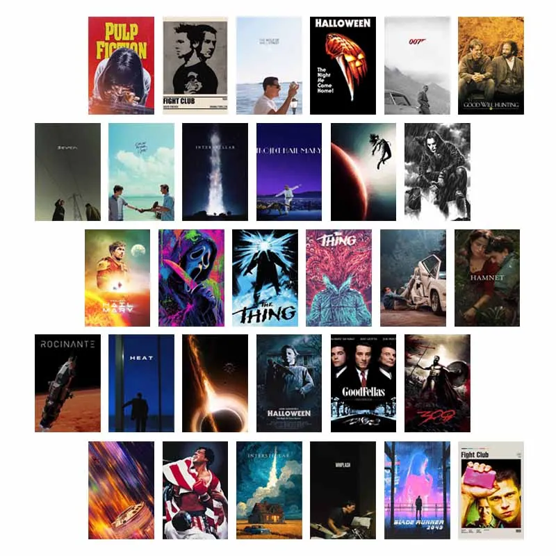 10/30 PCS ​Ins Classic Movie Poster Aesthetics Home Decorative Card Photo Props Diy Background Posters Wall Collage Kit Mural