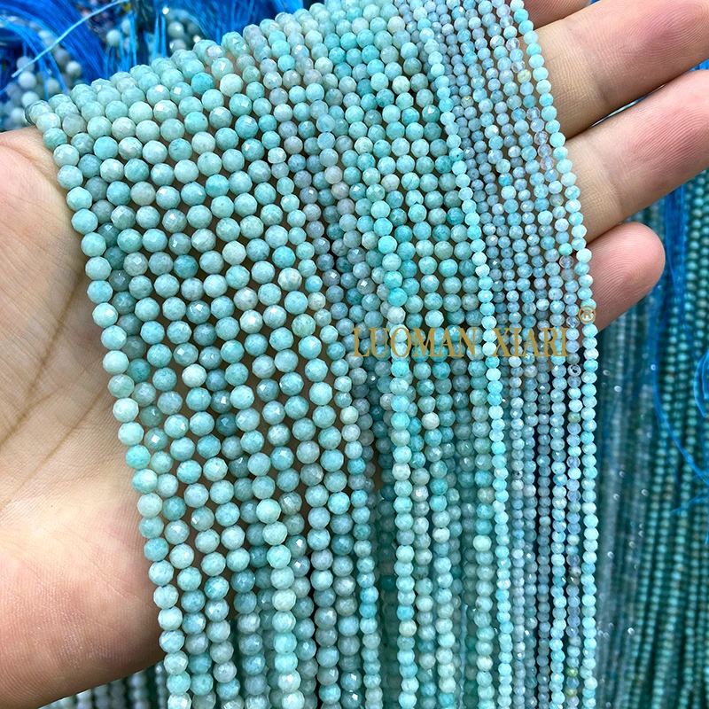 Wholesale 2 3 4MM Natural Stone Faceted Gem AA Morganite Round Spacer Beads for Jewelry Making Diy Bracelet Charms Accessories
