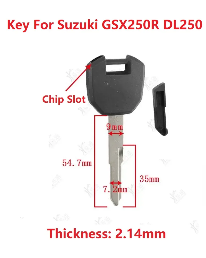 

Blank Key For Suzuki GSX250R DL250 Motor Key Blade replacement With chip slot