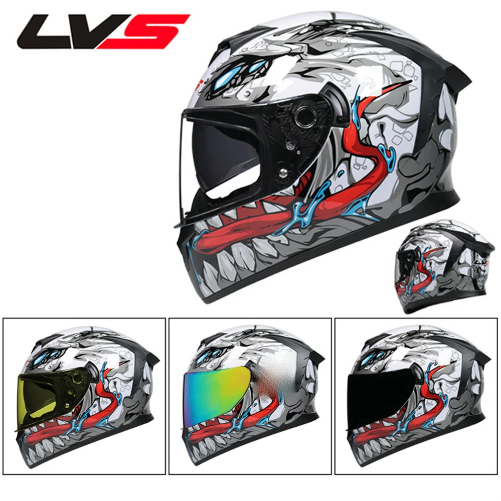 S-XL DOT LVS Dual Lens Off Road Full Face Crash Motorcycle Helmet Safety Downhill Dirt Bike Motocross Racing Casque Moto Casco