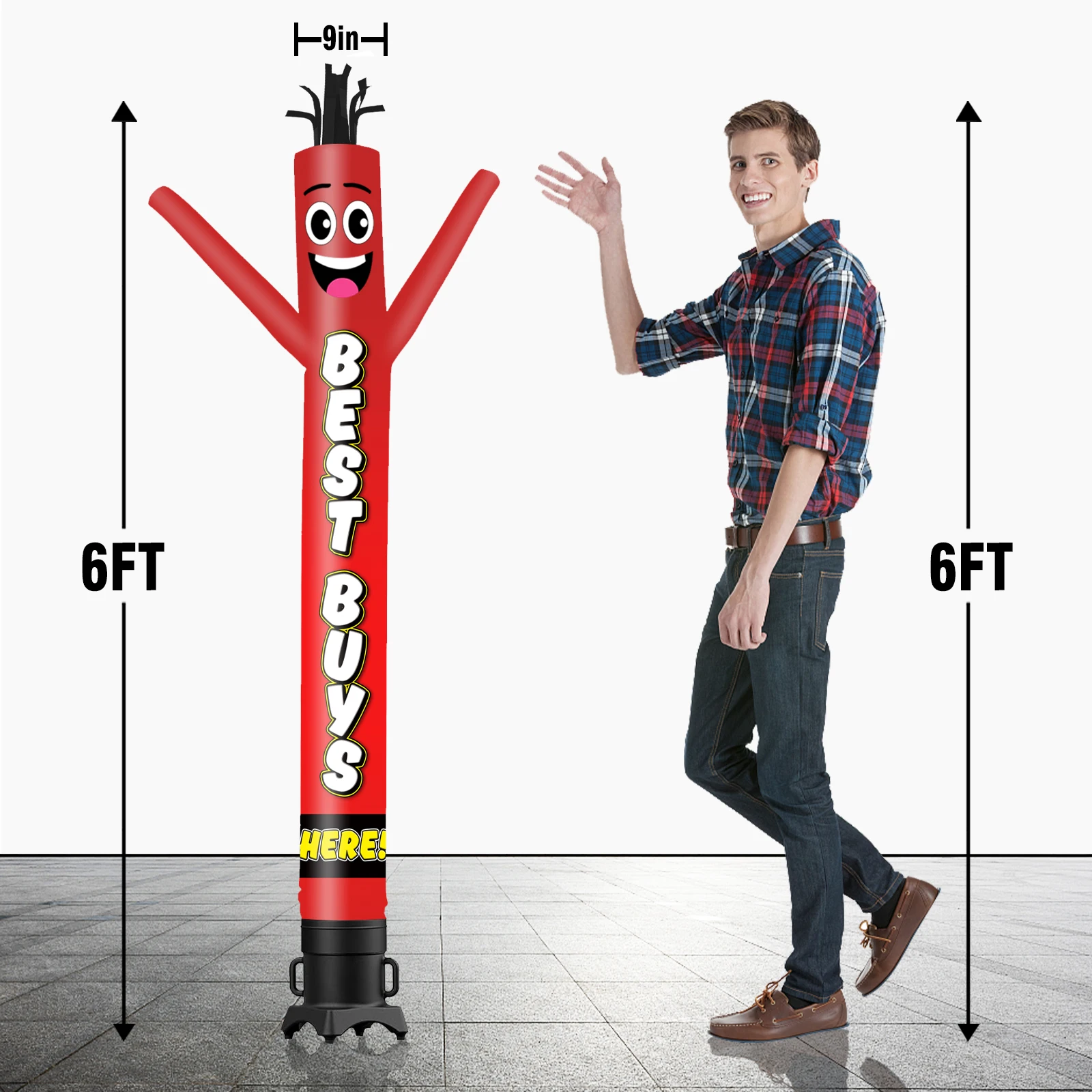 6/10/15/20FT Tall Inflatable Best Buys Dancing Guy for Outdoor Decoration Advertising(Blower Not Included)Sports