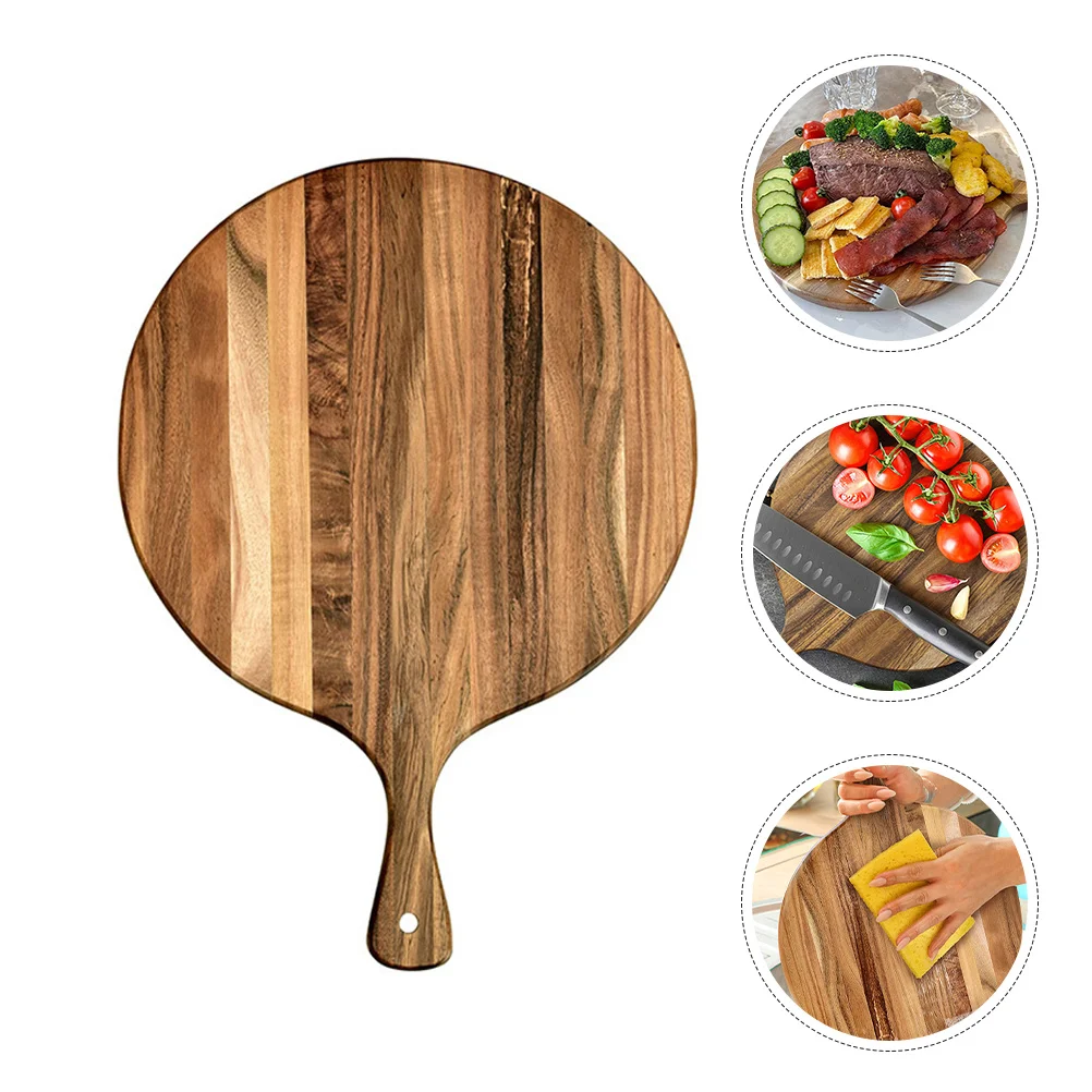 

Round Wooden Pizza Board Food Serving Tray Bread Charcuterie Steak Snack Wooden Plate Wood Charcuterie Boards