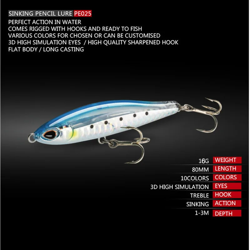 Popper Lápiz para lubina – Curricán hundimiento en agua salada - imagen 4