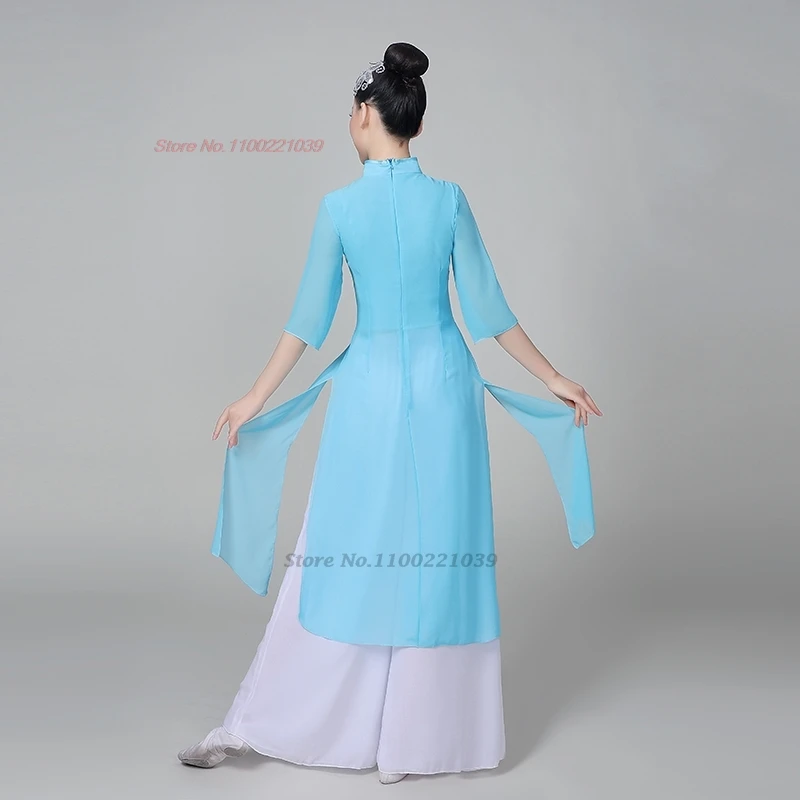 2025 cinese vintage vestito da ballo popolare fiore ricamo maglia qipao top + pantaloni set tradizionale costume da ballo performance sul palco