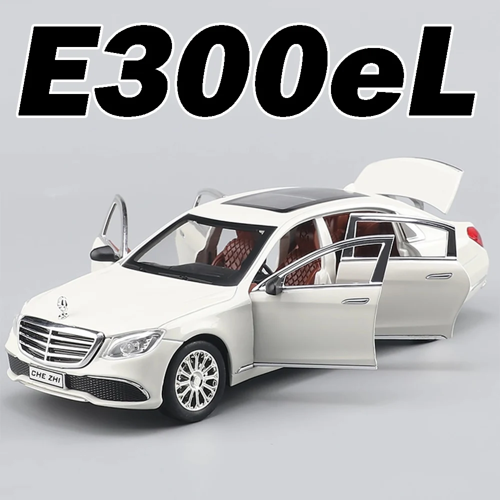 

1:24 E300eL W140 300SEL модель игрушечного автомобиля из сплава, литой под давлением звук, свет, дверь, открытая, отказная, амортизация, детские интерактивные игрушки