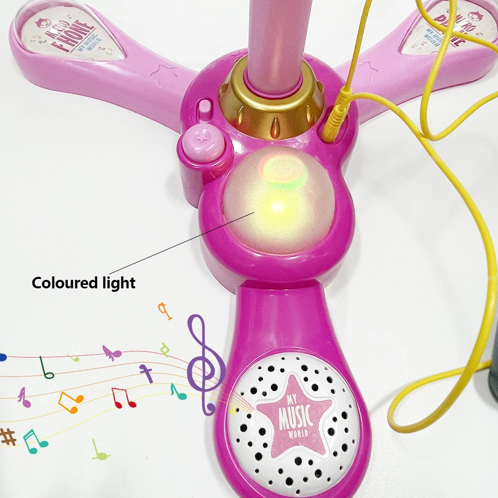 Kids Microphone with Stand Height Adjustable Sing Machine Karaoke Mic for Children Music Instrument Educational Toy for Girl Boy