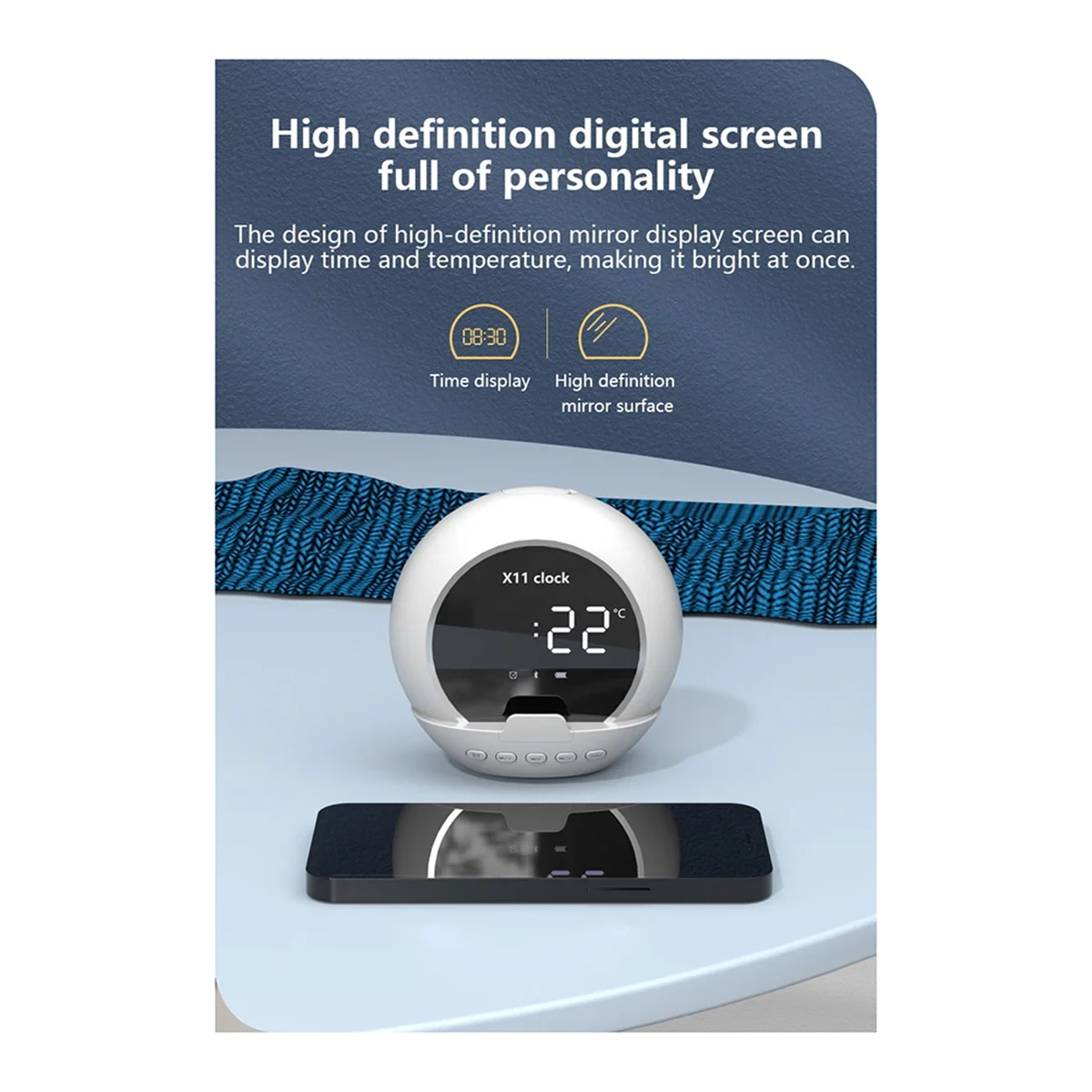 X11 Clock Bluetooth Speaker LED Digital Display Alarm Clock TWS Stereo Bass Desktop Portable - White