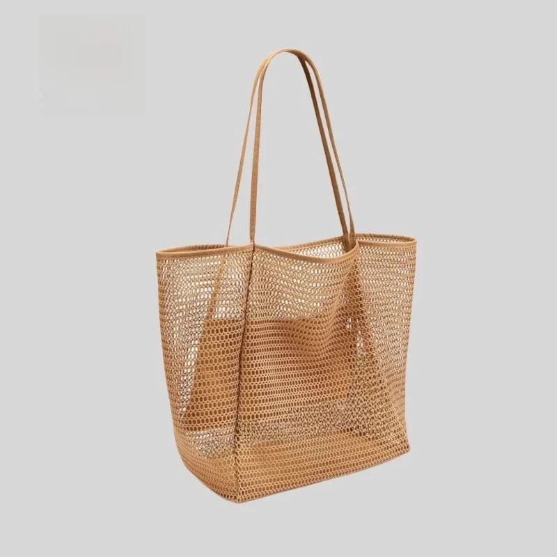 Grande capacidade me saco de praia único oulder bolsa de natação oco para fora fiing net saco praia lado transportar todos os sacos de armazenamento