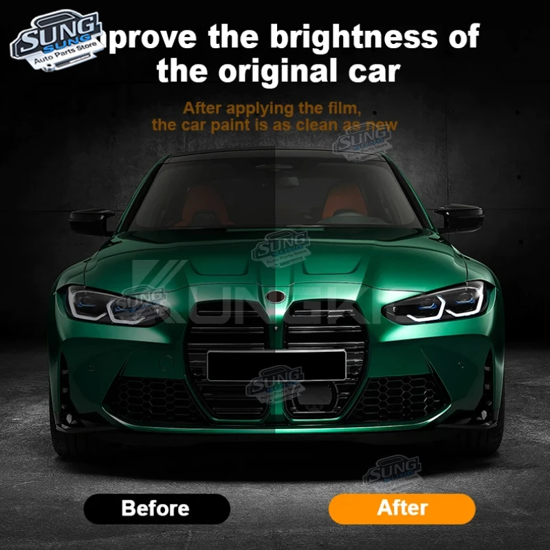 

For BMW M3 G80 2021 2022 2023 Paint Protection Film Car Anti-Scratch Pre Cut TPU Transparent Black Headlight Rearview Car Film