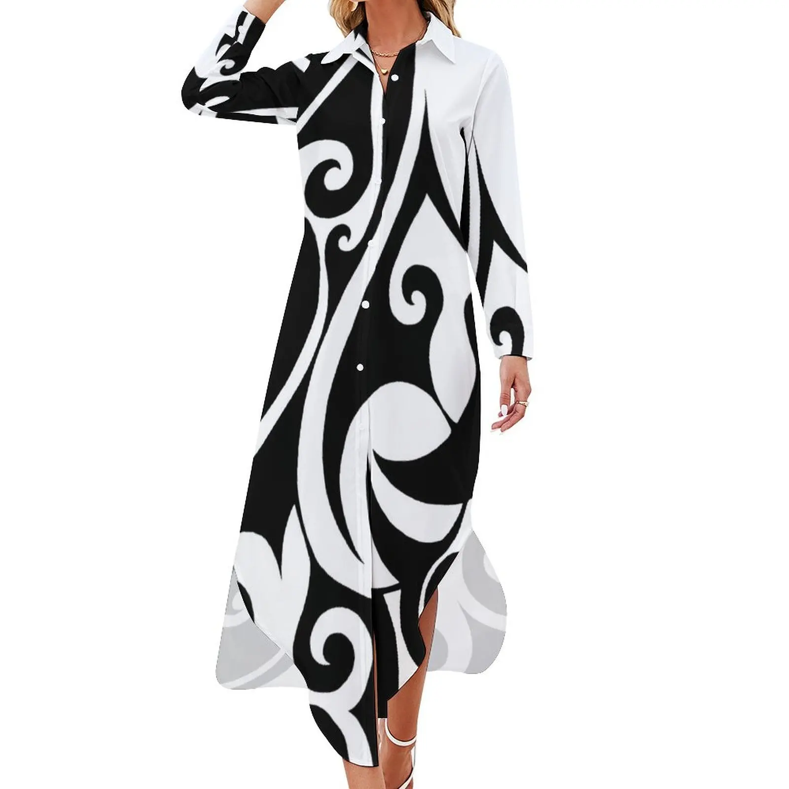 

Hei Matau Tuatoru Long Sleeved Shirt Dress Woman dresses women clothes