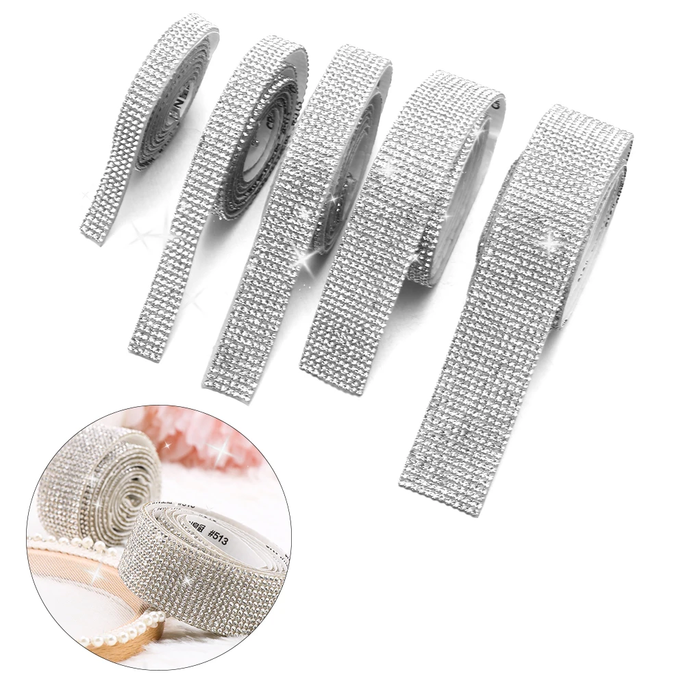 1 Yard Self-Adhesive Crystal Rhinestone Diamond Ribbon Trim Tape Sticker DIY Event Car Phone Decoration Arts Crafts