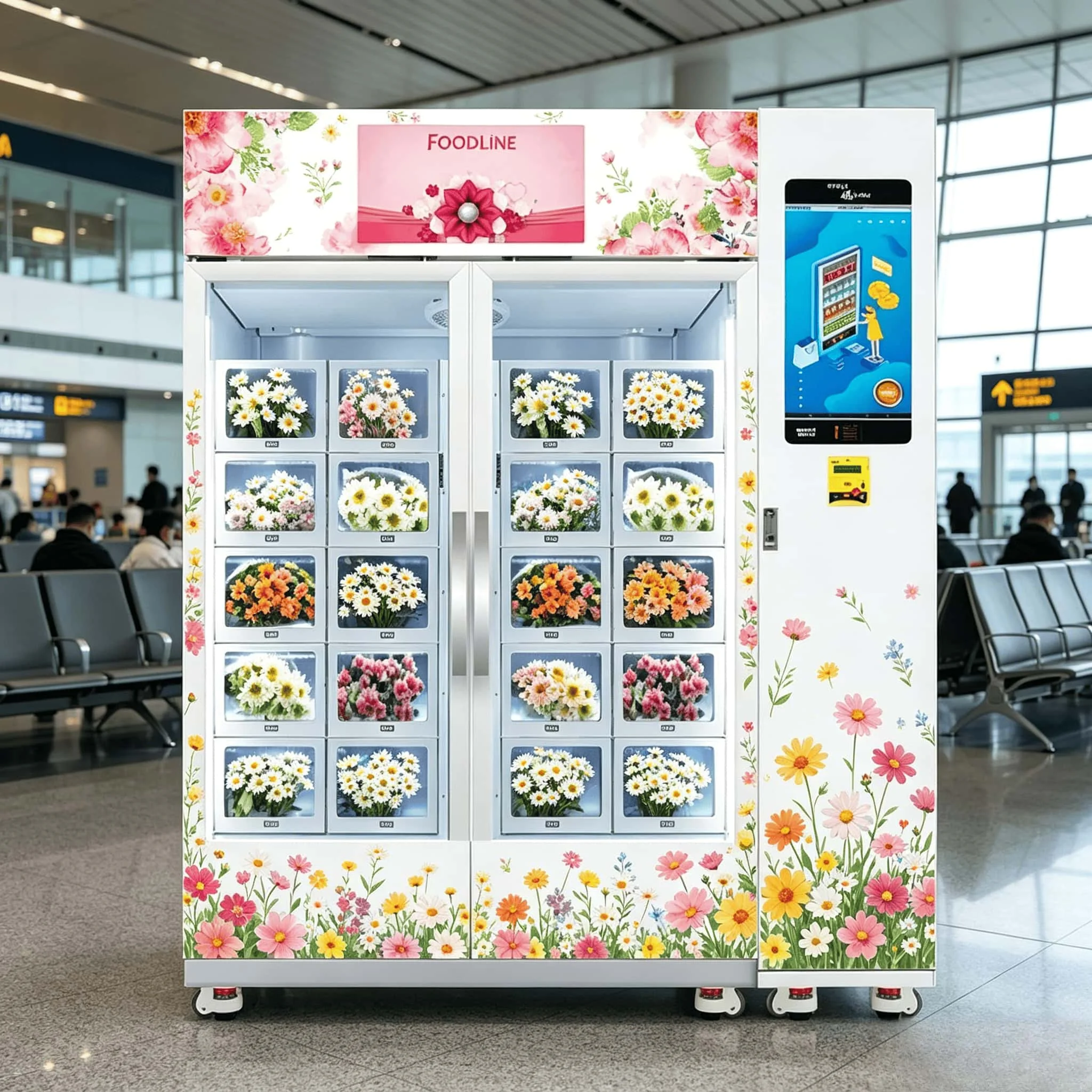 FOODLINE Custom Appearance Flower Vending Machine Smart Payment System Constant Humidity Fresh Bouquet Vending Cabinet