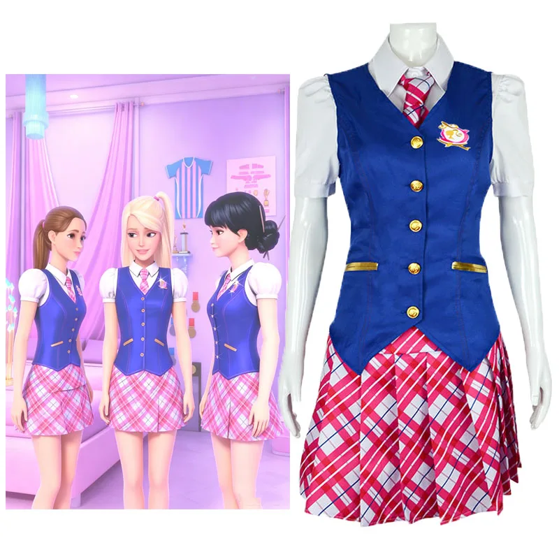 Heißes Film-Westen-Hemd-Kurzrock-Dreiteiler-Kostüm Halloween Cosplay Kostüm Prinzessin Akademie-Uniform Kleidliches Kleid Cosplay-Set