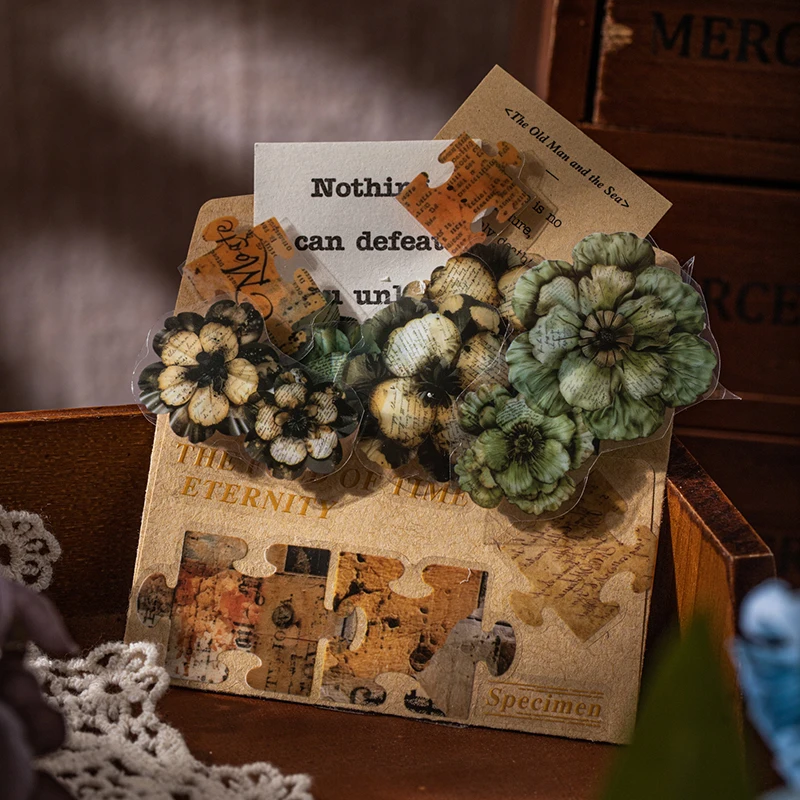 6 paquets/LOT série de Fragments d'ombre de fleur, jolie bande décorative rétro en PET