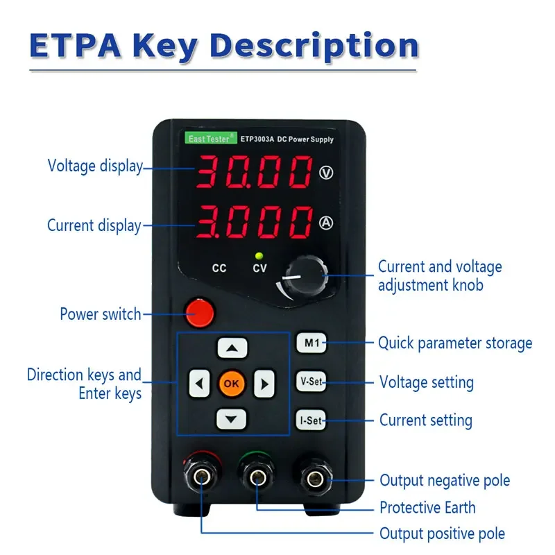 ETP 1503A ETP1506A ETP3003A قناة واحدة تيار مستمر موفر طاقة تنظيمي Led شاشة ديجيتال التحكم القابل للبرمجة تيار مستمر امدادات الطاقة