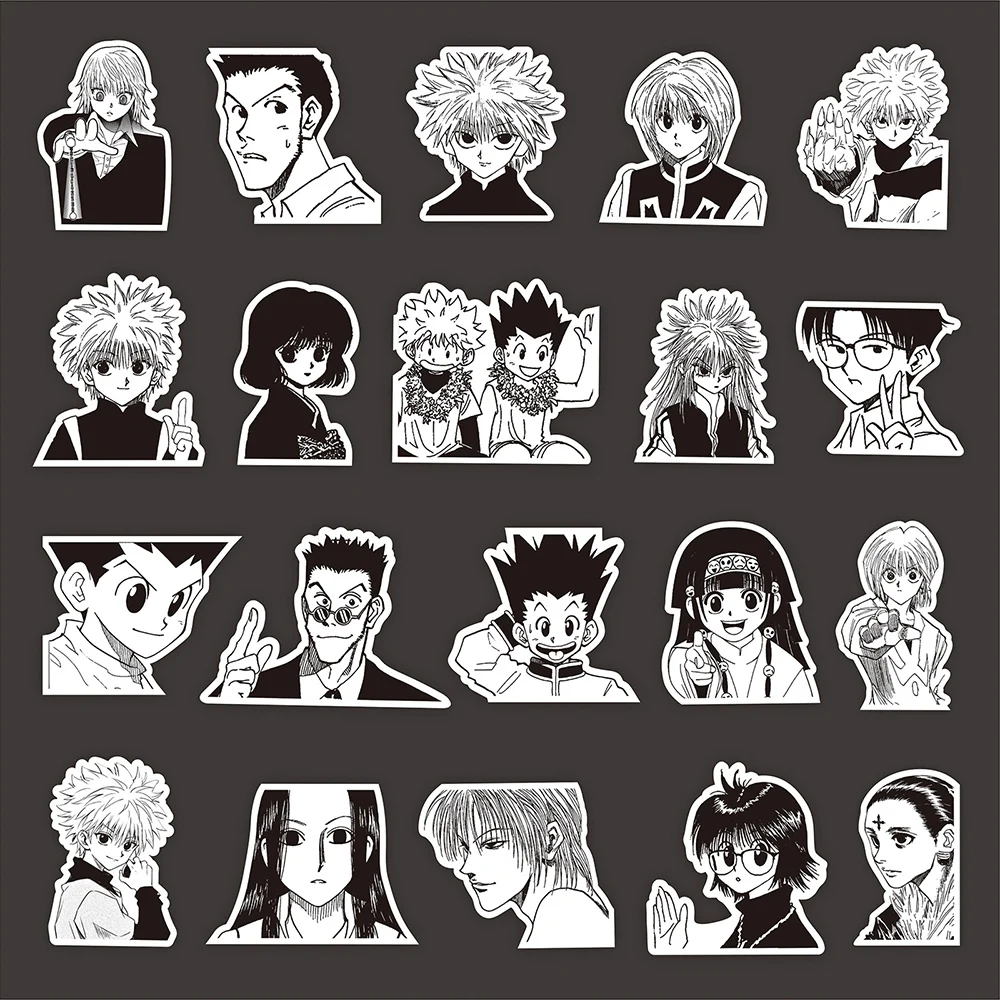 10/30/50pcs Anime Cartoon HUNTER×HUNTER Sticker Black White Decal Laptop Skateboard Notebook Suitcase Waterproof Sticker Kid Toy