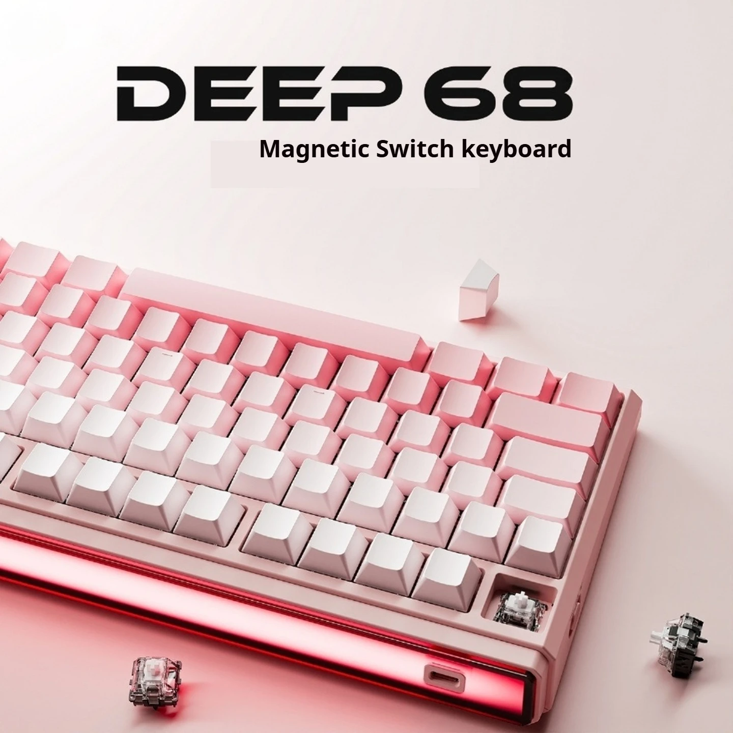 

EWEADN Wired Magnetic Switch Keyboard, 68 Keys, Hot-Swappable, ARGB High-Brush, PBT Keycaps, Sandwich Structure, Magnetic Pro