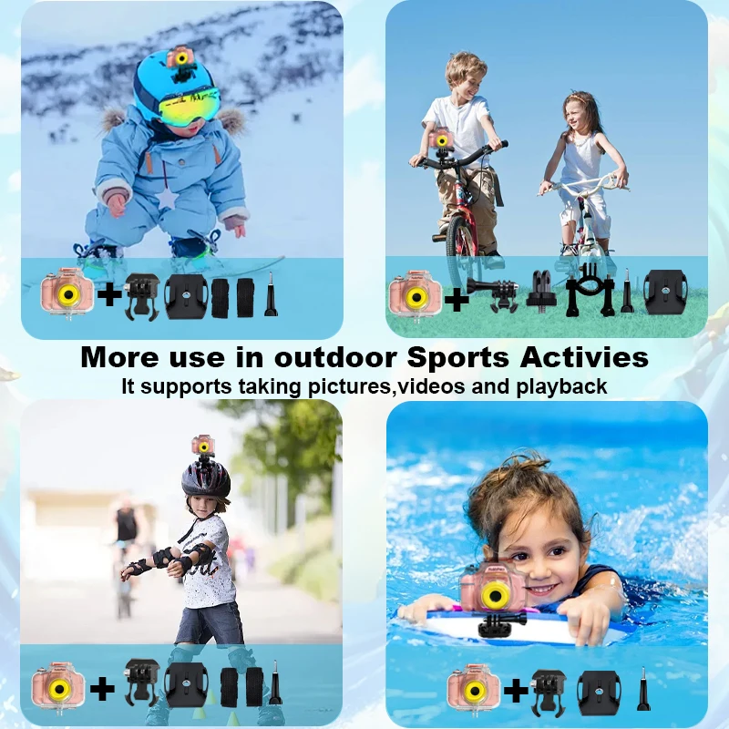 Waterproof Digital Kids Camera Underwater Action Viedo Recorder Indoor Outdoor Toddler Of Boys Girls Toy Gift 32G Card Inside