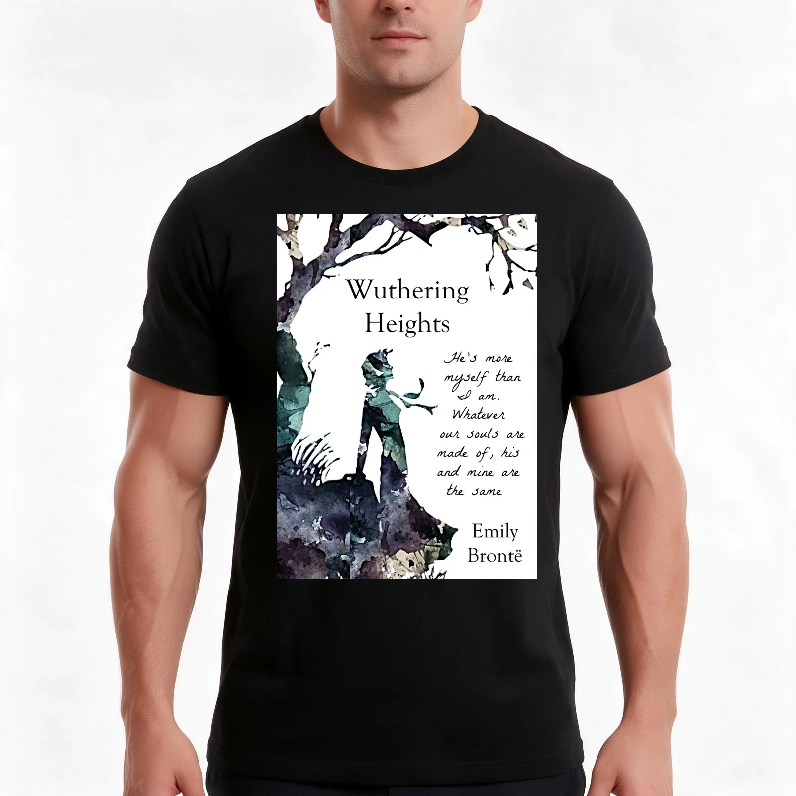 Wuthering Heights, Emily Bronte T-Shirt, Summer Casual Cotton Tee, Oversized Streetwear Tops, Vintage Graphic Print, 100% Cotton