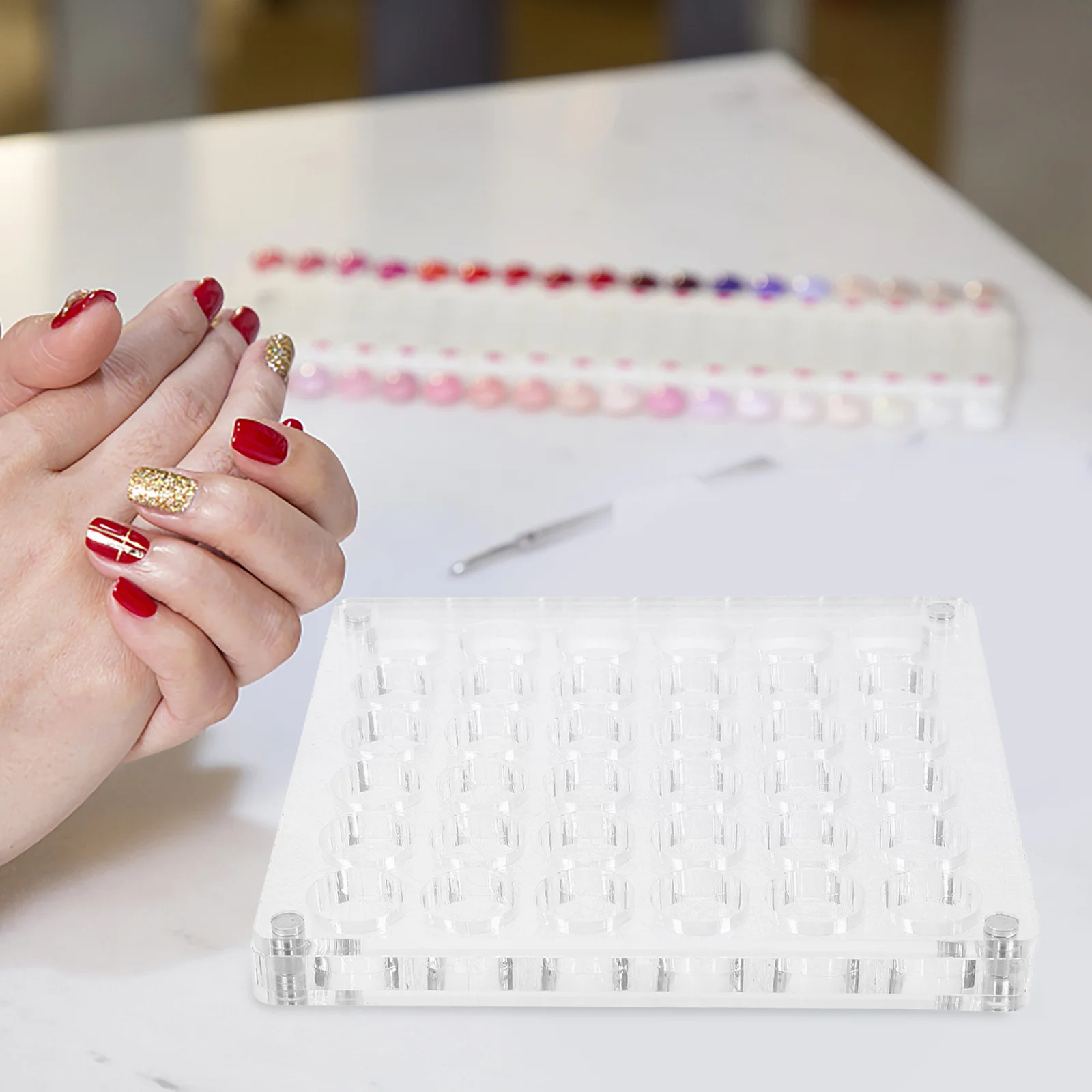 Caixa Organizadora Magnética para Strass de Unhas com 36 Compartimentos, Armazenamento Seguro e Exibição de Acessórios