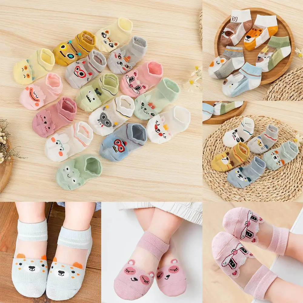 5Pairs/lot 0-3Y Cute 3D Cartoon Summer Cotton Non-Slip Cotton Socks Infant Baby Socks Boy Girl Socks