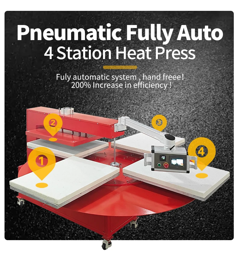Penumtic 4 Station Higher Pressure Suitable for Professional Transfer Aluminum Plate Heat Press Machine for Clothes