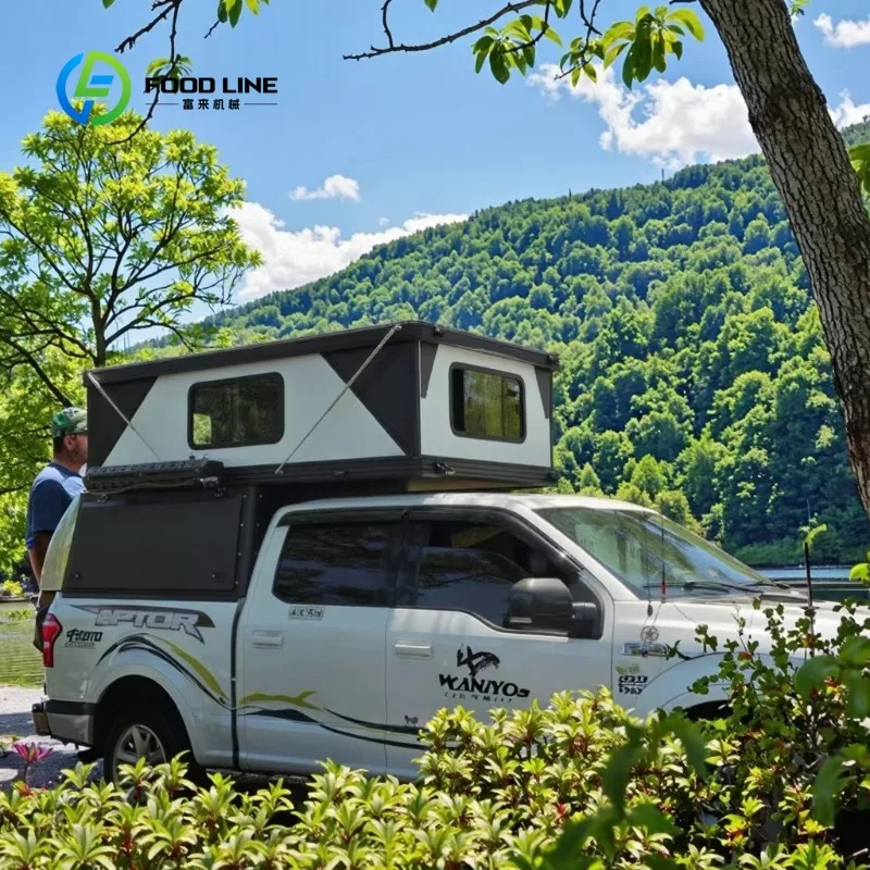 Customized Aluminum Pickup Roof Tent, Foldable High Hard Shell Camper Top for Offroad Pickup Vehicle Outdoor Overland Camping
