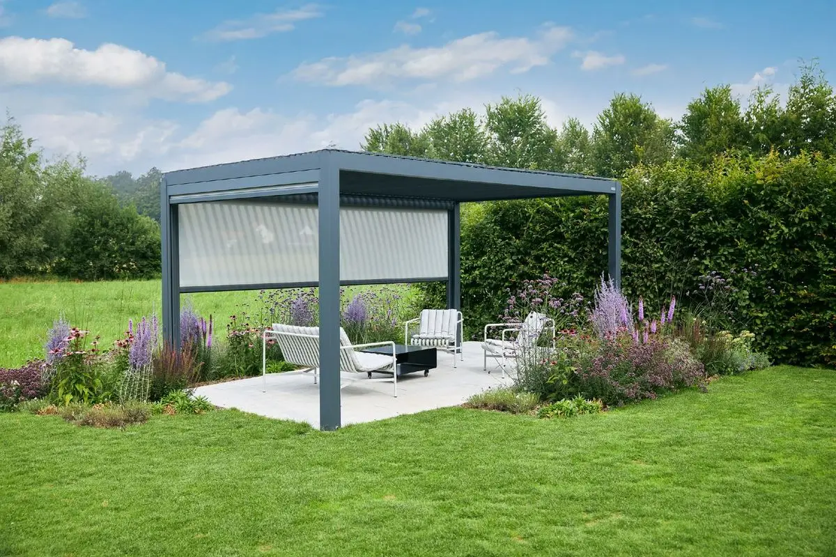 

Modern Pergolas and Gazebos Outdoor Aluminum Pergola Waterproof Motorized Aluminium Gazebo Electric Roof Bioclimatic Pergola