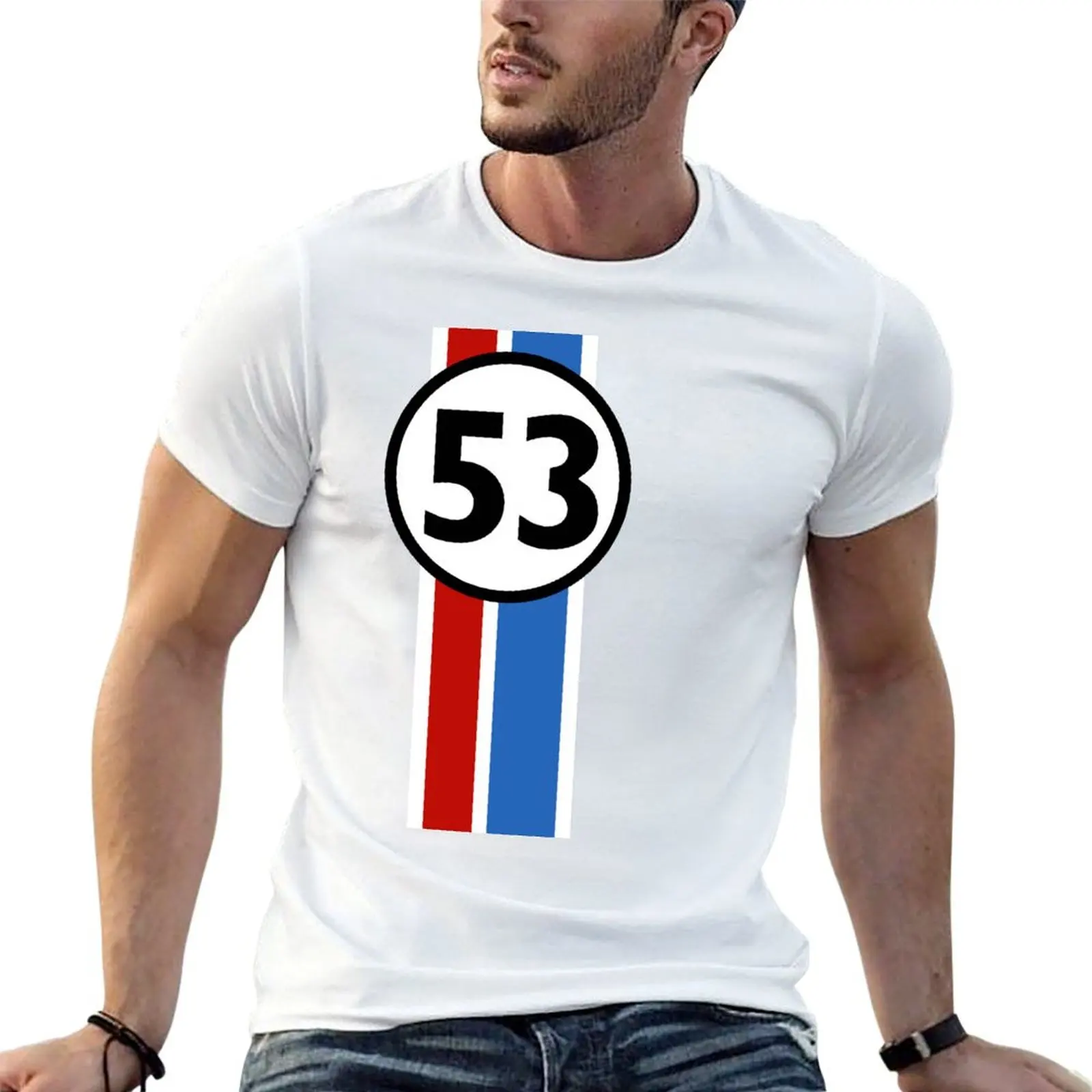 Herbie 53 T-Shirt Basic Solid Color Short Sleeve Cotton Top
