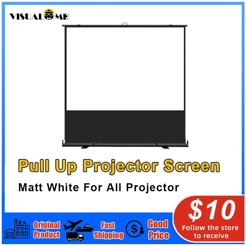 

Portable Projector Screen Pull Up Projection with Stand 16:9 4:3 Full Screen 60-120inch for Home Cinema Outdoor Camping Office