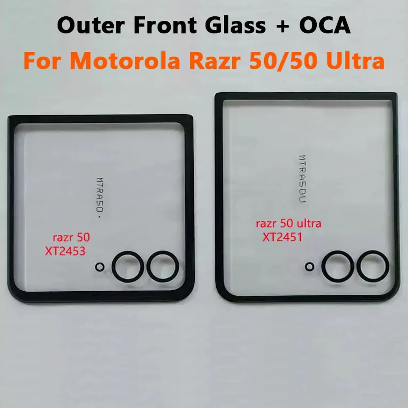LCD Screen Outer Glass With OCA Glue For Motorola Razr 40 Ultra XT2321 / Moto Razr 50 / 50 Ultra Front Touch Screen Panel Repair