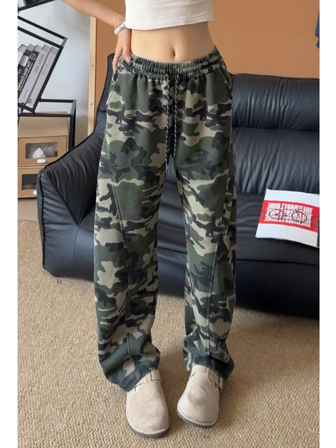

Military een Camouflage Sweatpants Men's Heavyweight Drapey Sports Casual Pants American Retro Sle Youth Faion