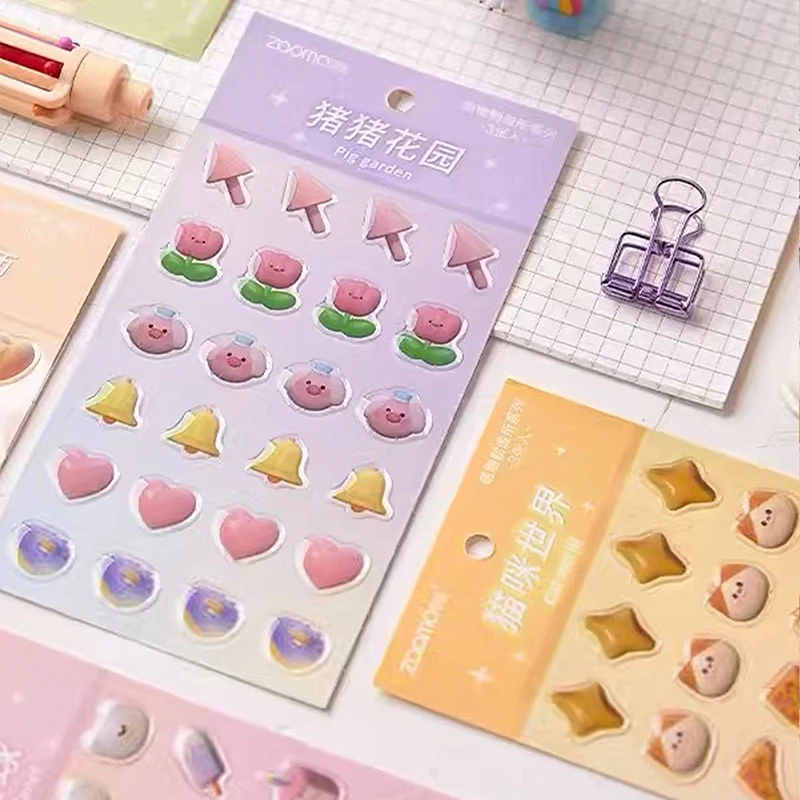 1pc 3d Cute Three-dimensional Drop Glue Stickers Korean Kawaii DIY Material Hand Account Decorative Stickers Stationery Supplies