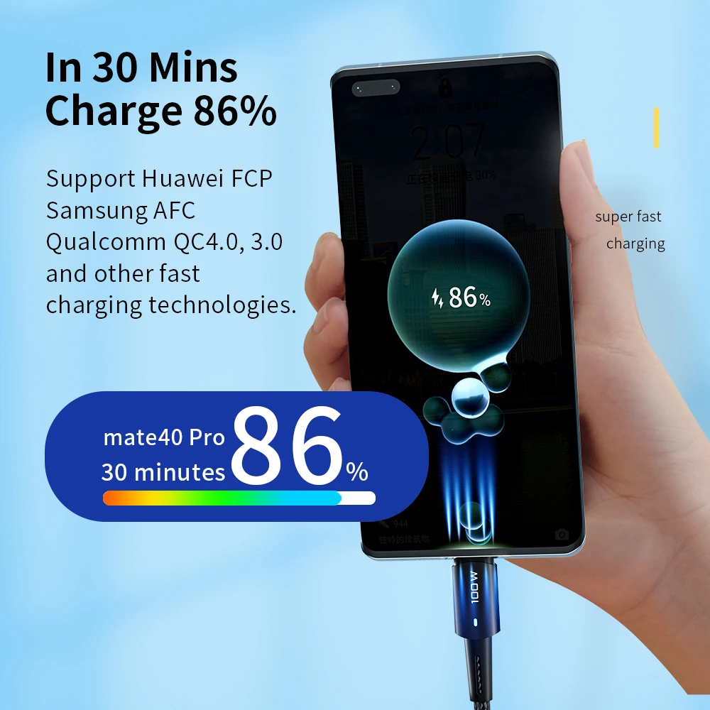 Essager 100W USB tipo C a USB C Cable para Xiaomi Huawei P30 P40 Pro 5A Cable de carga rápida Cable de datos para Samsung S21 Ultra S20