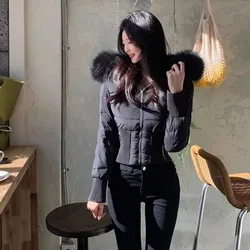 Fashion Parkas Women Short Parkas Winter Clothes Solid Fur Hooded Puffer Jacket Thicken Warm Female Cotton Padded Coat Outwear