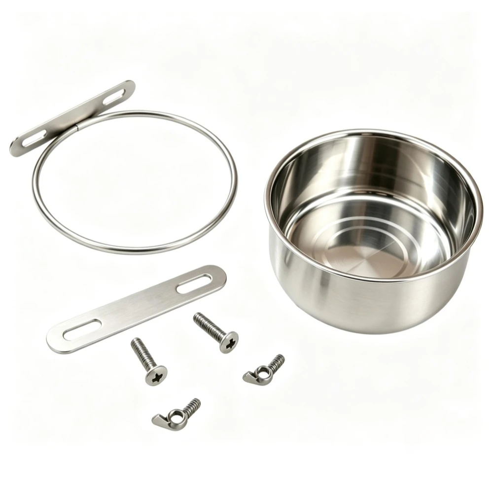 Stainless Steel Pet Feeder Water Bowl with Cage Clamp Mount Anti Spill Parrot Food Water Dish for Bird Rabbit Hamster Small Pets view 6
