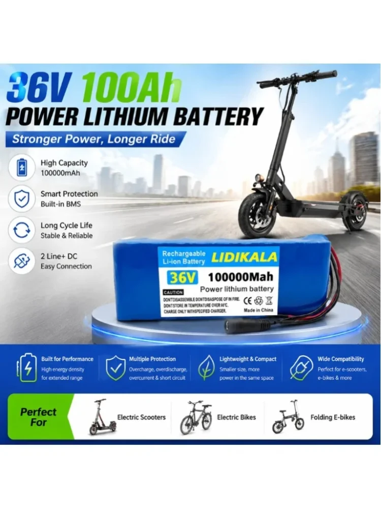 18650 36V 100000mAh 36V Elektroroller-Akku Lithium-Elektroroller 500W Elektroroller-Akku 36V 10s2p Akku
