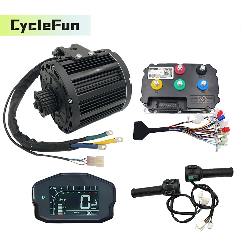 

3KW QS138 3800RPM PMSM Mid Drive Motor With Fardriver ND72360 Controller DKD Display And T08 Throttle For Electric Motorcycles
