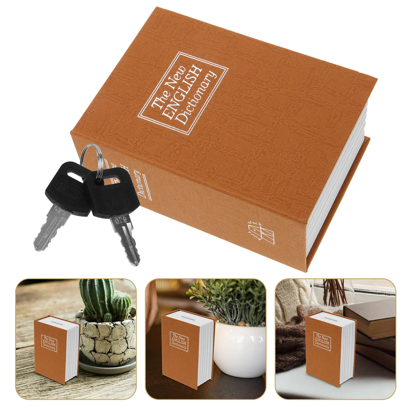 Book Money Bank Vintage Style Lock Box Coin Saving Pot Decorative Piggy Bank for Money Storage Box Mini Storage Bins