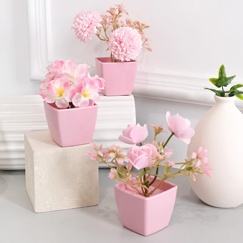 Mini Artificial Flower Potted Plant, Used Year-Round For Home, Bedroom, Study, Office, Desktop, And Shelf Decoration