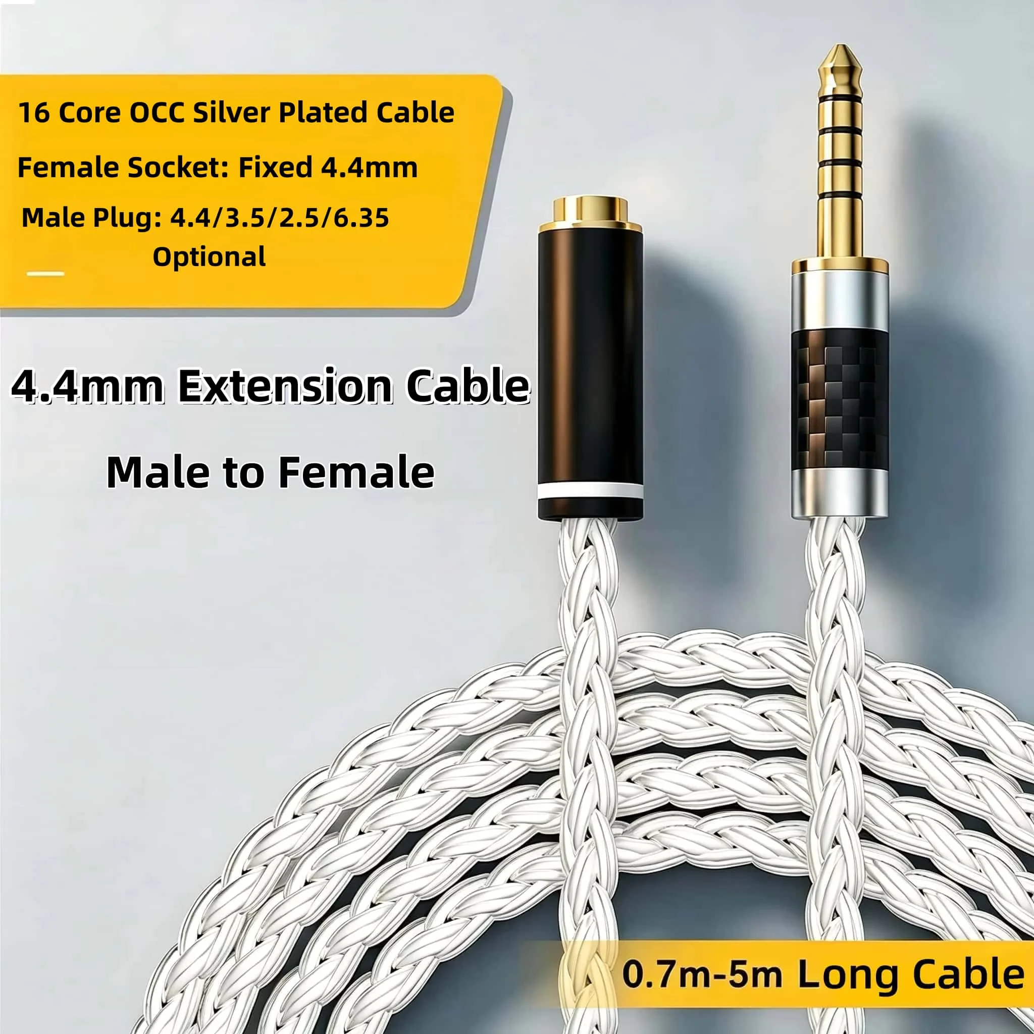 16 Core OCC Silver Plated Headphone Extension Cable 4.4mm Balanced Female to Male 3.5mm 2.5mm 4.4mm XLR 6.5mm Aux Audio Cord
