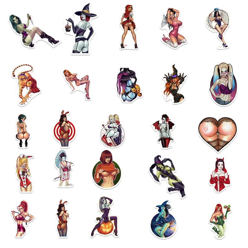 50Pcs Adult Anime Sexy Waifu Hentai Stickers Suncensored DIY Phone Motorcycle Notebook Guitar Car Wall Cartoon Sticker Toy