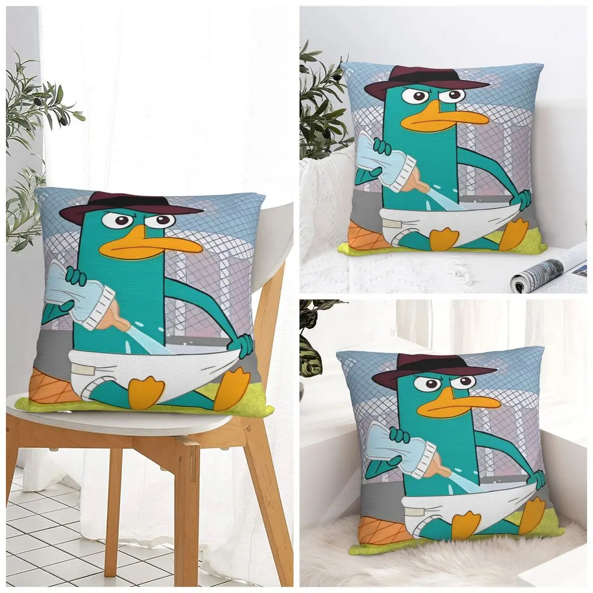 Perry The Platypus Pillow Case P-Phineas and F-FerbS Cushion Cover Soft Design Funny Pillowcases For Sofa Home Decorative