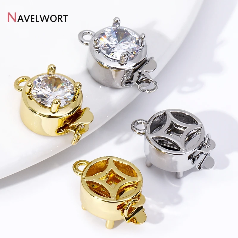 18K Gold Plated Inlaid Zircon Pearl Clasp Connector Insert Clasps ,For Bracelet Necklace Making Findings,Jewelry Making Supplies