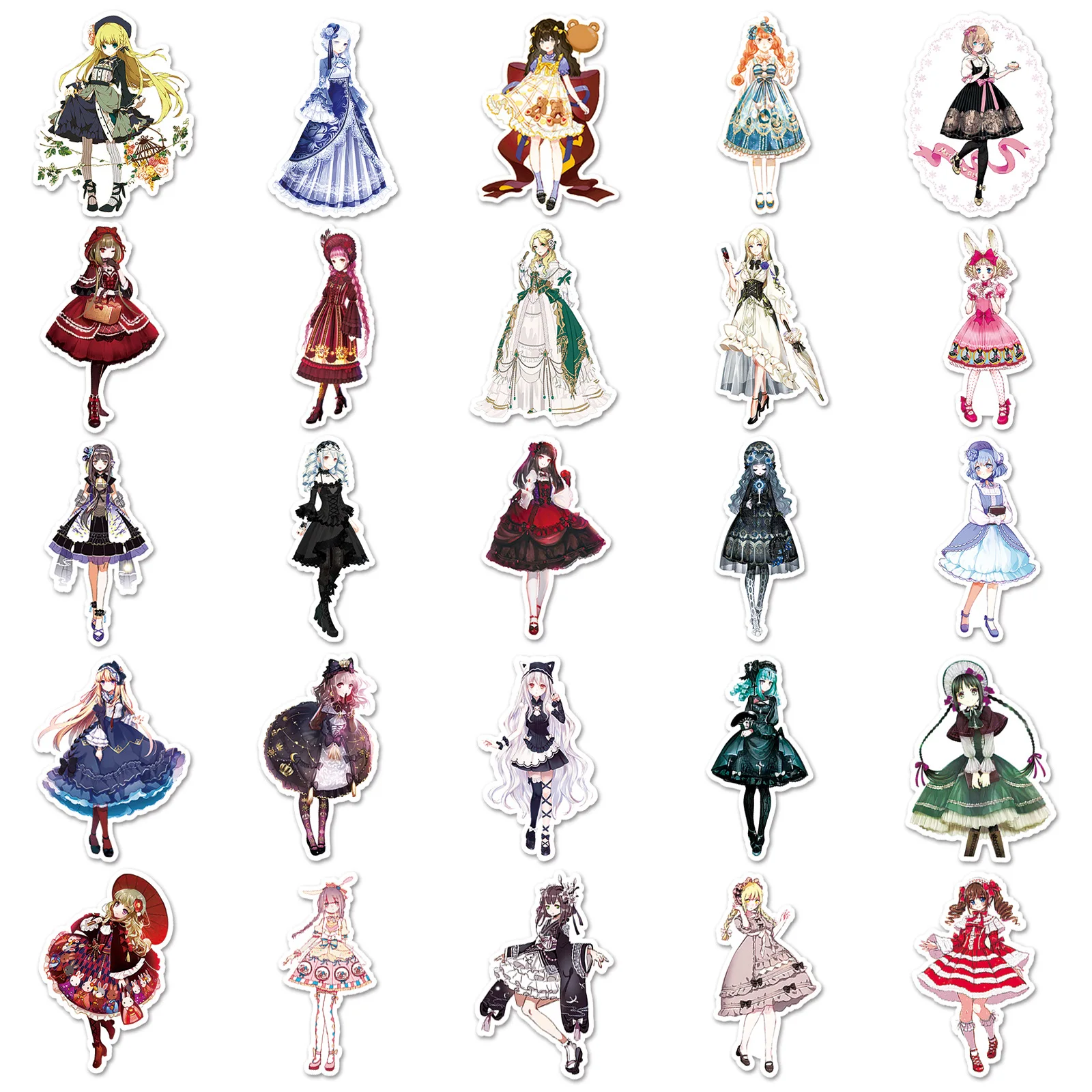 10/30/50PCS Cartoon Lolita Girl Sticker Graffiti iPad  Mobile Phone Luggage Car Guitar Ins Wall Sticker Toy Decoration Wholesale