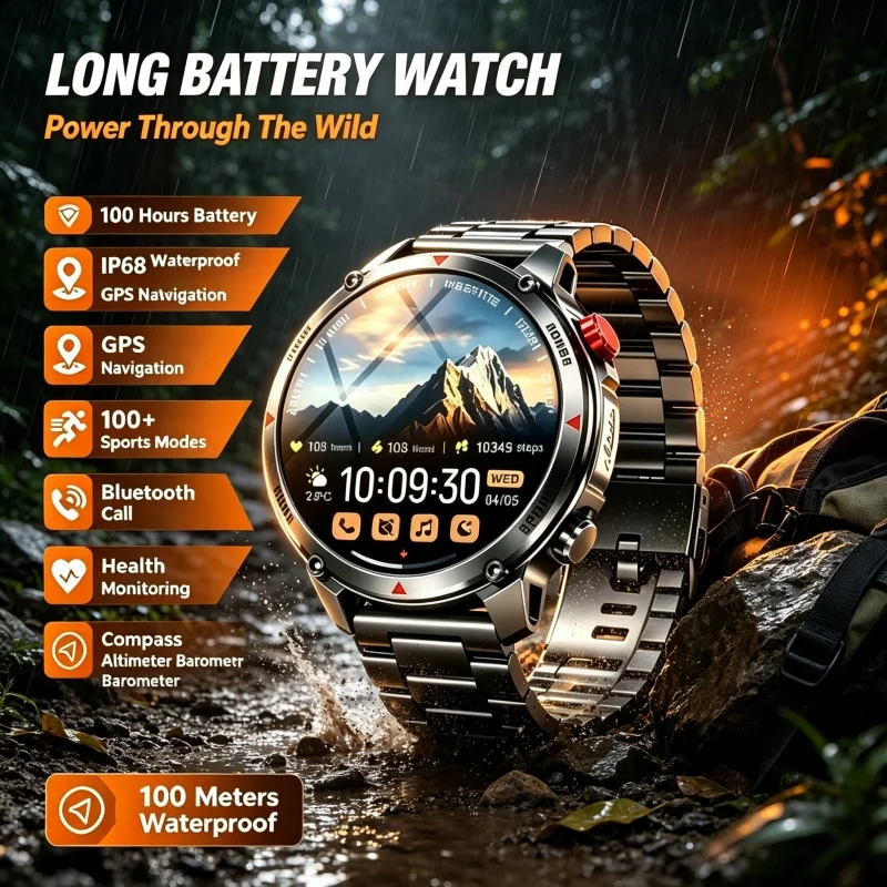2026 New T-Rex3 Pro 1100mAh Battery Smart Watch GPS path 5ATM Waterproof Sports Run tracker Outdoors Compass Military Smartwatch