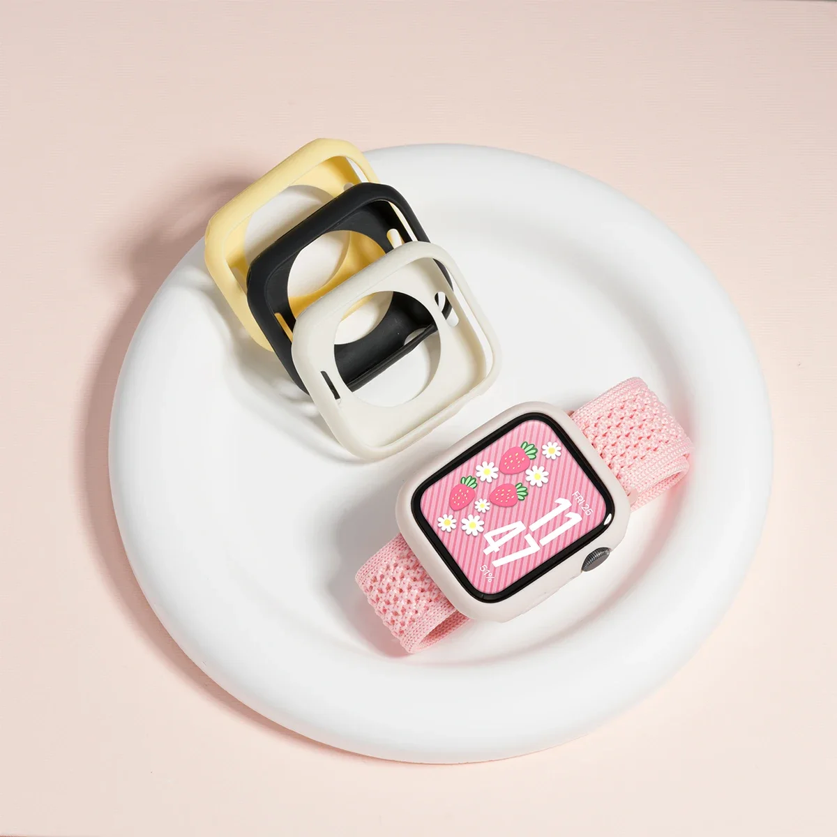 キャンディシリコンケース+ストラップ Apple Watchバンド 46mm 49mm 44mm 42mm 41mm 40mm 38mm SE 10 9 6 5 Ultra 2 ナイロンストラップ iWatch対応