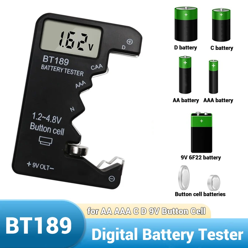Digital Battery Tester Universal Voltage Checker for AA AAA C D N 9V LR44 CR2032 Button Cell Portable Power Measuring Tool
