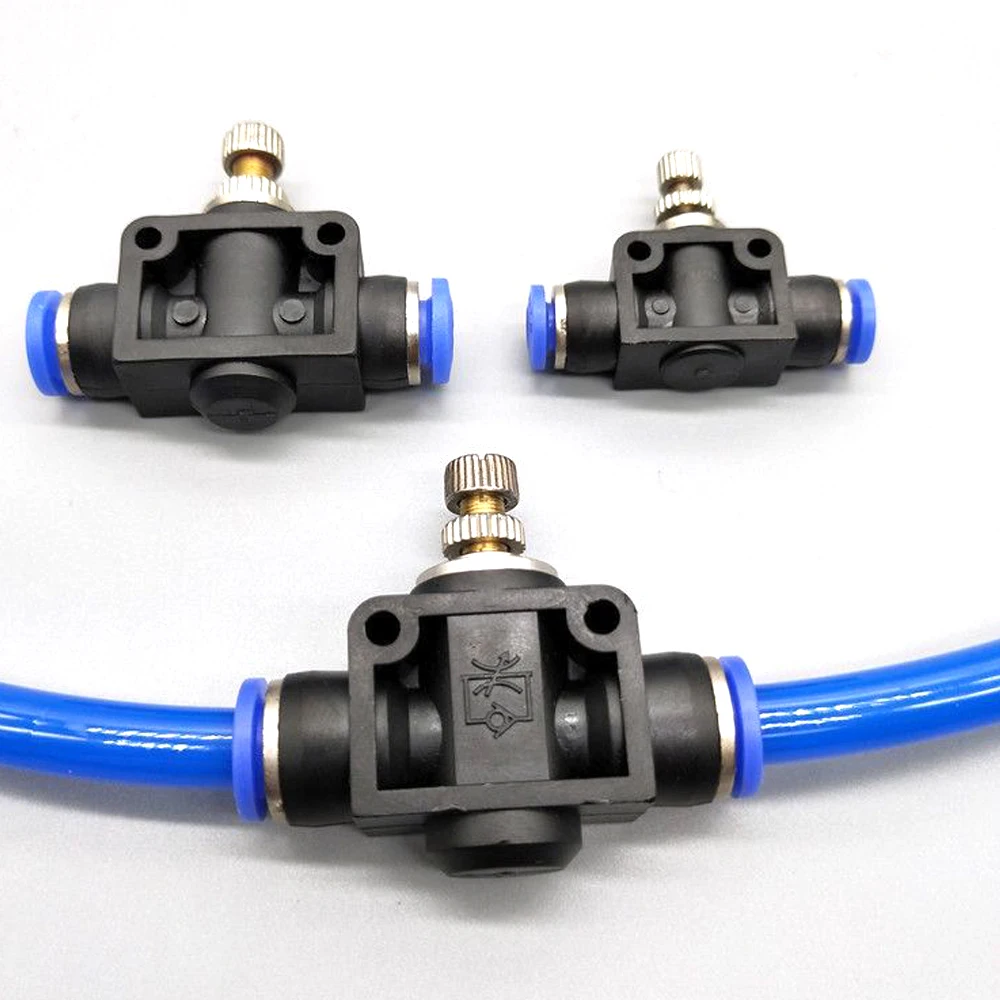 1 Pcs SA Push-in Flow-Control Throttle Valve Brass & PP One-Way Speed Controller for 4/6/8/10/12mm PU/PA/PE Tube